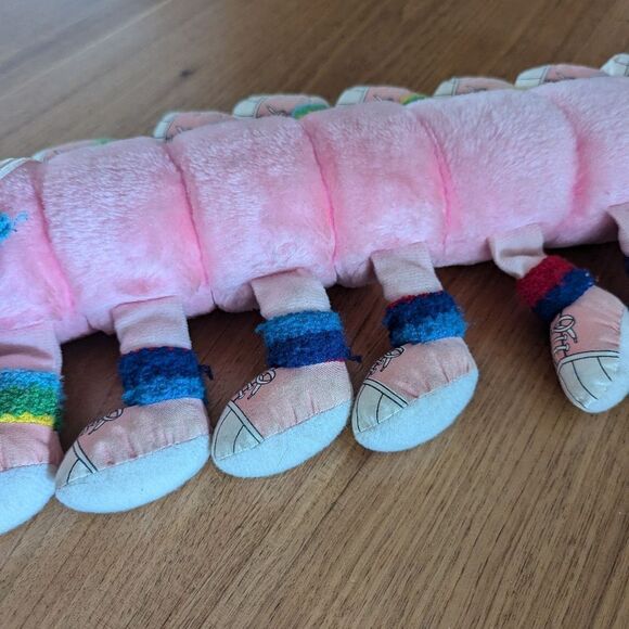 Vintage 1984 Lots-a-Lots-a-Leggggggs Plush Caterpillar Toy Pink Rainbow 20 Legs - Picture 4 of 9